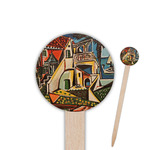 Mediterranean Landscape by Pablo Picasso 6" Round Wooden Food Picks - Double Sided