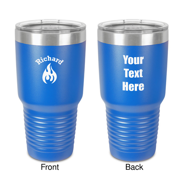 Custom Fire 30 oz Stainless Steel Tumbler - Royal Blue - Double-Sided (Personalized)