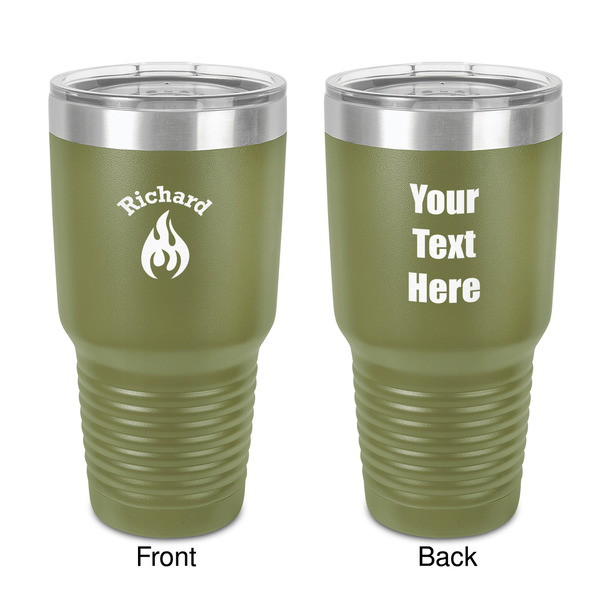 Custom Fire 30 oz Stainless Steel Tumbler - Olive - Double-Sided (Personalized)