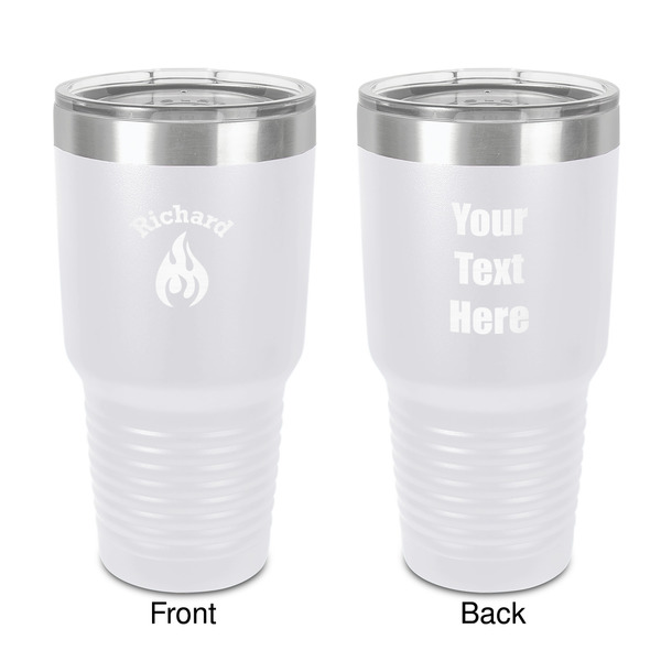 Custom Fire 30 oz Stainless Steel Tumbler - White - Double-Sided (Personalized)