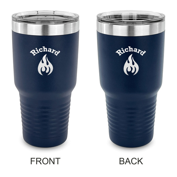 Custom Fire 30 oz Stainless Steel Tumbler - Navy - Double Sided (Personalized)