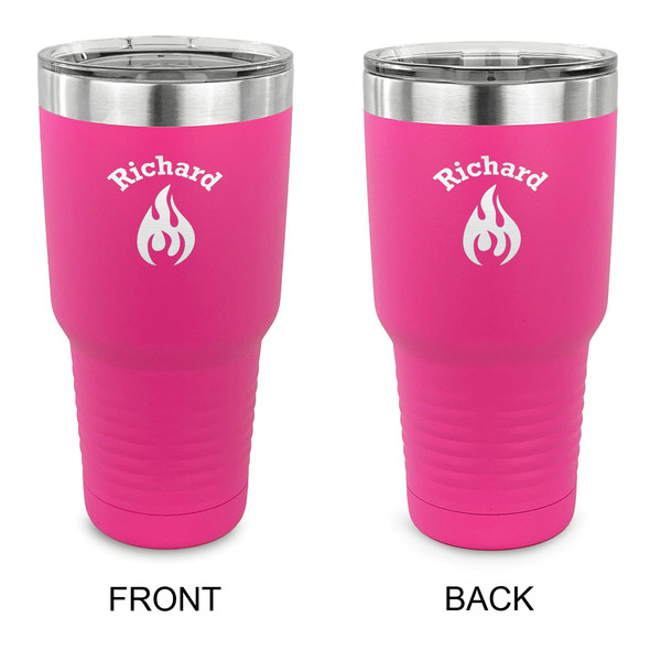 Custom Fire 30 oz Stainless Steel Tumbler - Pink - Double Sided (Personalized)