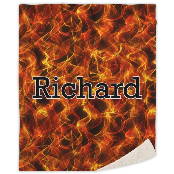 Custom Fire Sherpa Throw Blanket - 50"x60" (Personalized)