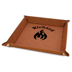 Fire Faux Leather Dice Tray - 9" x 9" - Rawhide (Personalized)