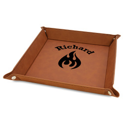 Fire 9" x 9" Leather Valet Tray w/ Name or Text