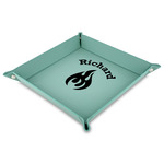 Fire Faux Leather Dice Tray - 9" x 9"  - Teal (Personalized)