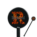 Fire 5.5" Round Plastic Stir Sticks - Black - Single Sided (Personalized)