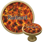 Fire Cabinet Knob - Gold (Personalized)