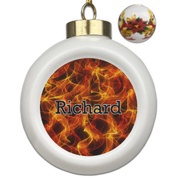 Fire Ceramic Ball Ornaments - Poinsettia Garland (Personalized)