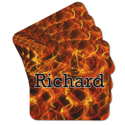 Fire Cork Coaster - Set of 4 w/ Name or Text