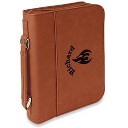 Fire Leatherette Bible Cover with Handle & Zipper - Large- Single Sided (Personalized)