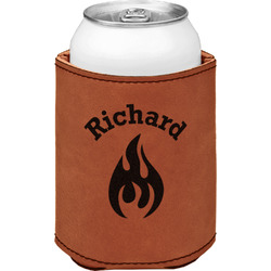 Fire Leatherette Can Sleeve - Double Sided (Personalized)