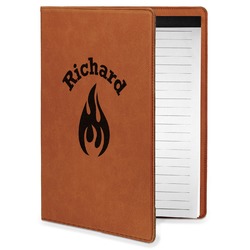 Fire Leatherette Portfolio with Notepad - Small - Double Sided (Personalized)