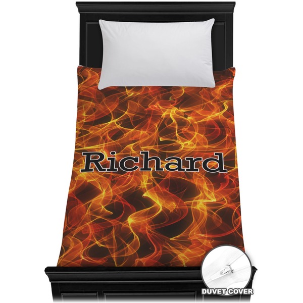 Custom Fire Duvet Cover - Twin (Personalized)