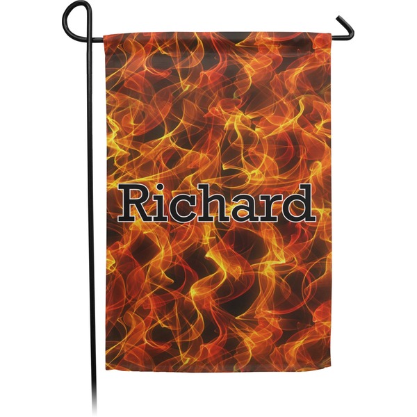 Custom Fire Small Garden Flag - Double Sided w/ Name or Text