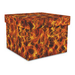 Fire Gift Box with Lid - Canvas Wrapped - Large (Personalized)