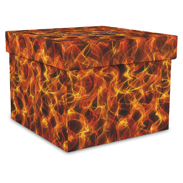 Custom Fire Gift Box with Lid - Canvas Wrapped - X-Large (Personalized)