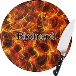 Fire Round Glass Cutting Board - Medium (Personalized)