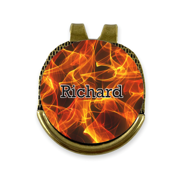 Custom Fire Golf Ball Marker - Hat Clip - Gold