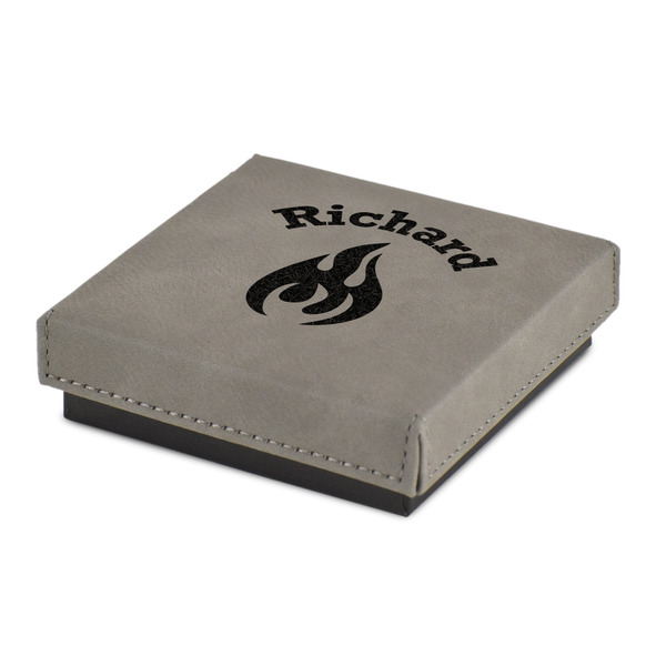 Custom Fire Jewelry Gift Box - Engraved Leather Lid (Personalized)