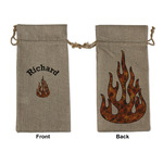 Fire Large Burlap Gift Bag - Front & Back (Personalized)