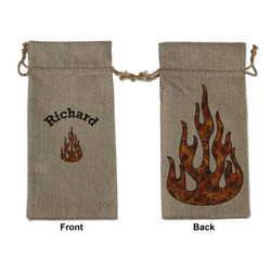 Fire Large Burlap Gift Bag - Front & Back (Personalized)
