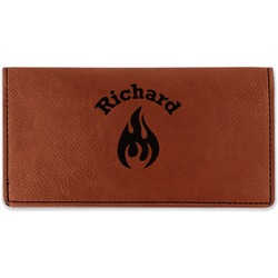 Fire Leatherette Checkbook Holder - Double Sided (Personalized)