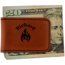 Fire Leatherette Magnetic Money Clip - Single Sided (Personalized)