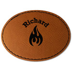 Fire Faux Leather Iron On Patch - Oval (Personalized)