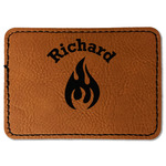 Fire Faux Leather Iron On Patch - Rectangle (Personalized)