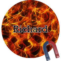 Fire Round Fridge Magnet (Personalized)