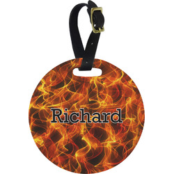 Fire Plastic Luggage Tag - Round (Personalized)