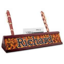 Fire Red Mahogany Nameplate with Business Card Holder (Personalized)