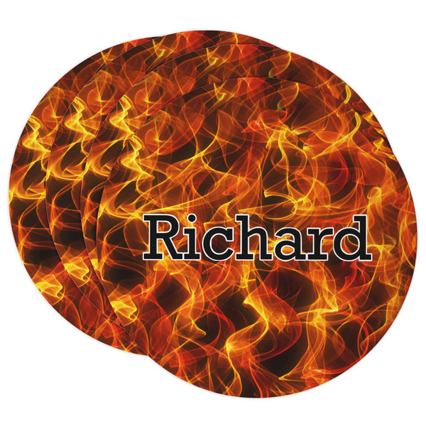 Custom Fire Round Paper Coasters w/ Name or Text