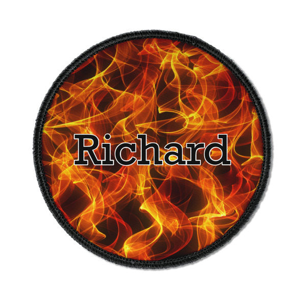 Custom Fire Iron On Round Patch w/ Name or Text