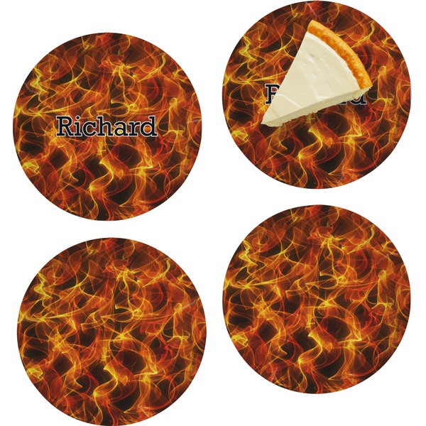 Custom Fire Set of 4 Glass Appetizer / Dessert Plate 8" (Personalized)