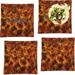 Fire Set of 4 Glass Square Lunch / Dinner Plate 9.5" (Personalized)