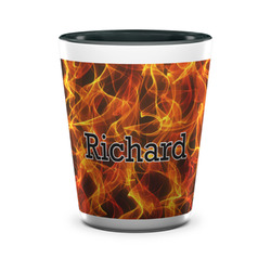 Fire Ceramic Shot Glass - 1.5 oz - Two Tone - Single (Personalized)