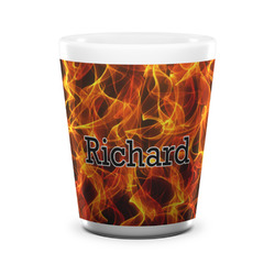 Fire Ceramic Shot Glass - 1.5 oz - White - Set of 4 (Personalized)