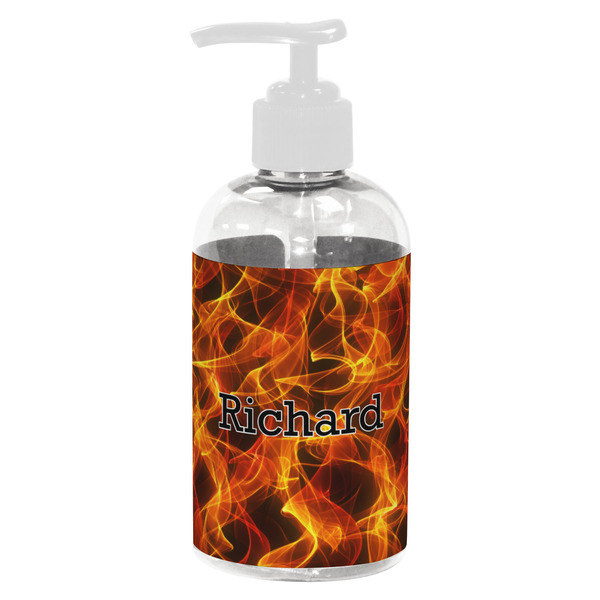 Custom Fire Plastic Soap / Lotion Dispenser (8 oz - Small - White) (Personalized)