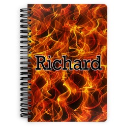 Fire Spiral Notebook - 7x10 w/ Name or Text