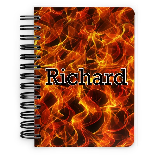 Custom Fire Spiral Notebook - 5x7 w/ Name or Text