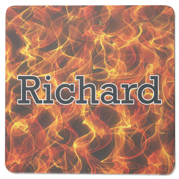 Custom Fire Square Rubber Backed Coaster (Personalized)