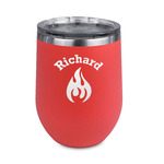 Fire Stemless Stainless Steel Wine Tumbler - Coral - Double Sided (Personalized)
