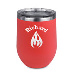 Fire Stemless Stainless Steel Wine Tumbler - Coral - Single Sided (Personalized)