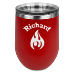 Fire Stemless Stainless Steel Wine Tumbler - Red - Double Sided (Personalized)