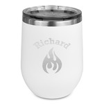 Fire Stemless Stainless Steel Wine Tumbler - White - Single Sided (Personalized)
