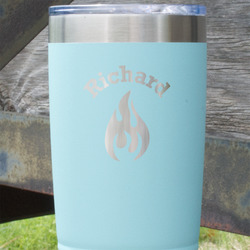 Fire 20 oz Stainless Steel Tumbler - Teal - Double Sided (Personalized)