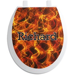 Fire Toilet Seat Decal - Round (Personalized)