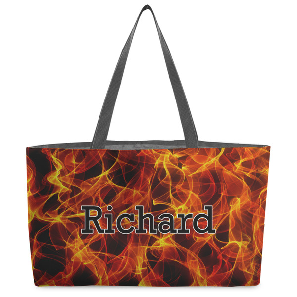 Custom Fire Beach Totes Bag - w/ Black Handles (Personalized)